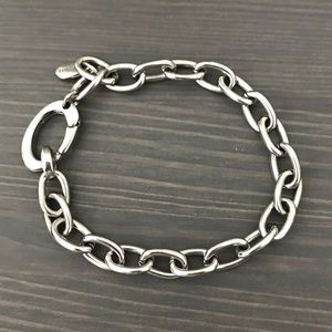 Fossil silver chain link charm bracelet